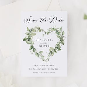 Save The Date Cards | Floral Botanical Save The Dates with Envelopes | Modern Eucalyptus Save The Dates