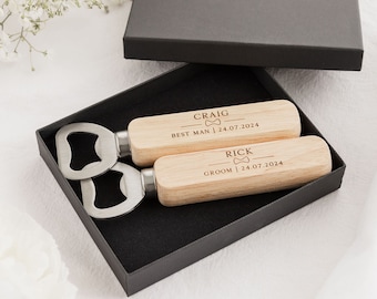 Best Man Bottle Opener Gift | Groom, Best Man, Groomsmen, Father of the Bride, Usher Bottle Openers | Wooden Groom Party Bottle Opener