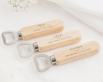Groomsmen Bottle Opener Gift | Groom, Best Man, Groomsmen, Father of the Bride, Usher Bottle Openers | Wooden Groom Party Bottle Opener