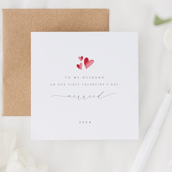 First Valentine's Day as Mr & Mrs Card |  1st Valentines Day Married Card | Husband Valentines Day Card | Valentines Day Card for Husband