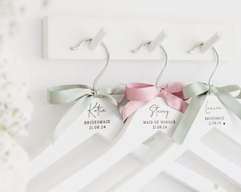 Wedding Hangers | Bride, Bridesmaid, Maid of Honour, Flower Girl, Mother of the Bride Dress Hangers | Wooden Bridal Party Hangers