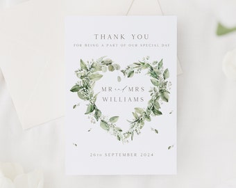 Wedding Thank You Cards | Eucalyptus Personalised Wedding Guest Thank You Cards & Envelopes | Thank You For Being A Part Of Our Special Day