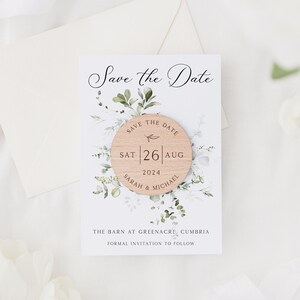 Save The Date Cards with Wooden Magnets | Botanical Floral Save The Dates with Envelopes | Modern Elegant Save The Dates