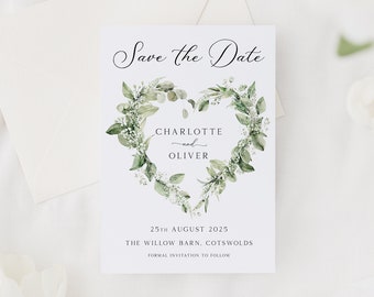 Save The Date Cards | Floral Botanical Save The Dates with Envelopes | Modern Eucalyptus Save The Dates