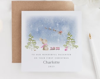 Baby's First Christmas Card | Babys First Christmas Keepsake Card | Baby's 1st Xmas | Daughter Son Granddaughter Grandson Niece Nephew Card