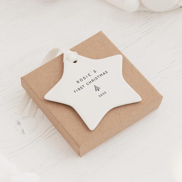Baby's First Christmas Ornament | Babys First Christmas Keepsake Bauble Ceramic Decoration | Baby's 1st Xmas Bauble | Baby Christmas Gift