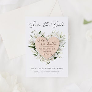 Save The Date Cards with Wooden Magnets | Botanical Floral Save The Dates with Envelopes | Modern Elegant Save The Dates