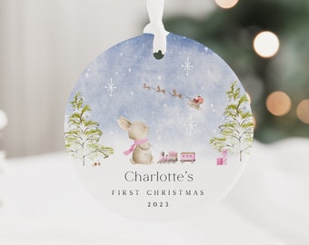 Baby's First Christmas Decoration | Babys First Christmas Keepsake Bauble Ceramic Ornament | Baby's 1st Xmas Bauble | Baby Christmas Gift