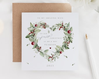 First Christmas Married Card | On Our First Christmas as Mr & Mrs Card | First Xmas as my Wife | Mr and Mrs Keepsake Christmas Gift Card