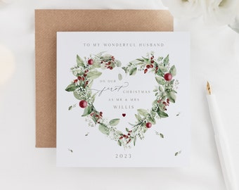 First Christmas Married Card | On Our First Christmas as Mr & Mrs Card | First Xmas as my Husband | Mr and Mrs Keepsake Christmas Gift Card