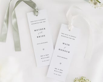 Wedding Reserved Seat Signs | Minimal Wedding Reserved Seat Tags | Wedding Chair Name Cards | Wedding Stationery