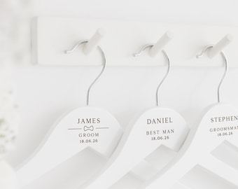 Wedding Hangers | Groom, Best Man, Groomsman, Father of the Bride, Usher, Page Boy Suit Hangers | Wooden Groom Party Hangers