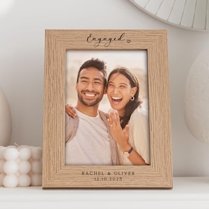 Engagement Gift | Engaged Photo Frame | Personalised Engaged Couple Gift | Newly Engaged Couple Wooden Photo Frame