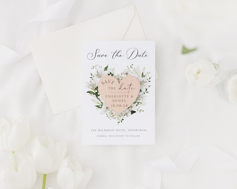 Save The Date Cards with Wooden Magnets Botanical Floral Save The Dates with Envelopes Modern Elegant Save The Dates image 6