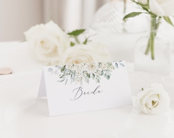 Wedding Place Names | Wedding Table Place Name Cards | Eucalyptus Wedding Table Decor | Wedding Table Floral Place Settings | Seating Plan