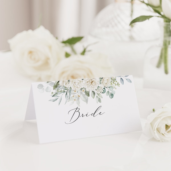 Wedding Place Names | Wedding Table Place Name Cards | Eucalyptus Wedding Table Decor | Wedding Table Floral Place Settings | Seating Plan