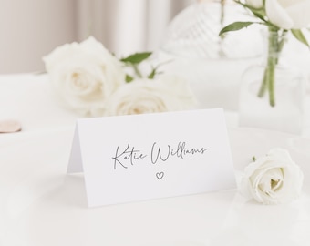 Wedding Place Names | Wedding Table Place Name Cards | Minimal Wedding Table Decor | Wedding Table Floral Place Settings | Seating Plan