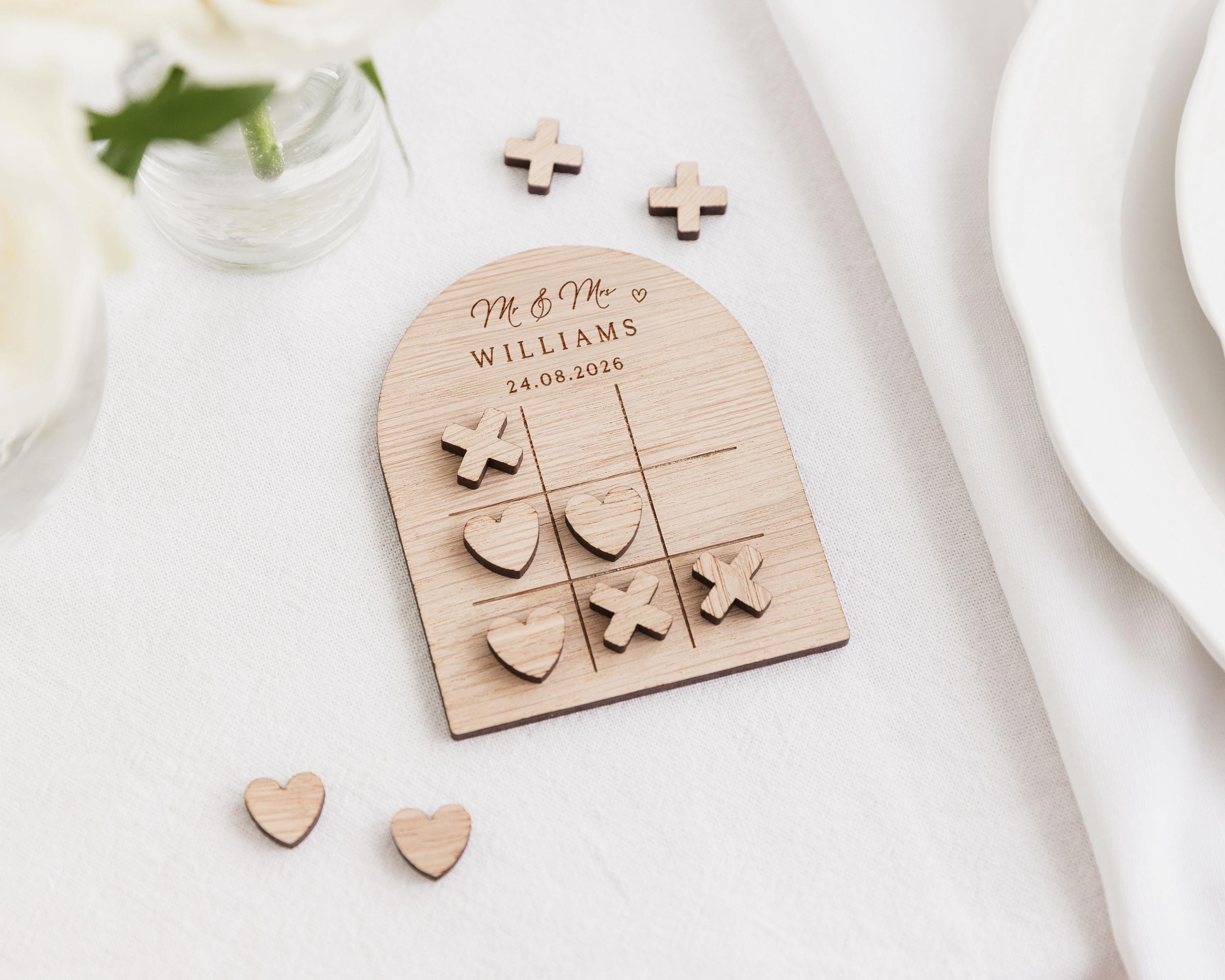 Wedding Favours | Wedding Table Game Keepsake | Wedding Guest Gifts | Fun Wedding Favours | Wedding Table Decor | Hearts Noughts & Crosses