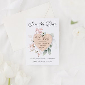 Save The Date Cards with Wooden Magnets Botanical Floral Save The Dates with Envelopes Modern Elegant Save The Dates image 4