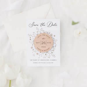 Save The Date Cards with Wooden Magnets Botanical Floral Save The Dates with Envelopes Modern Elegant Save The Dates image 5