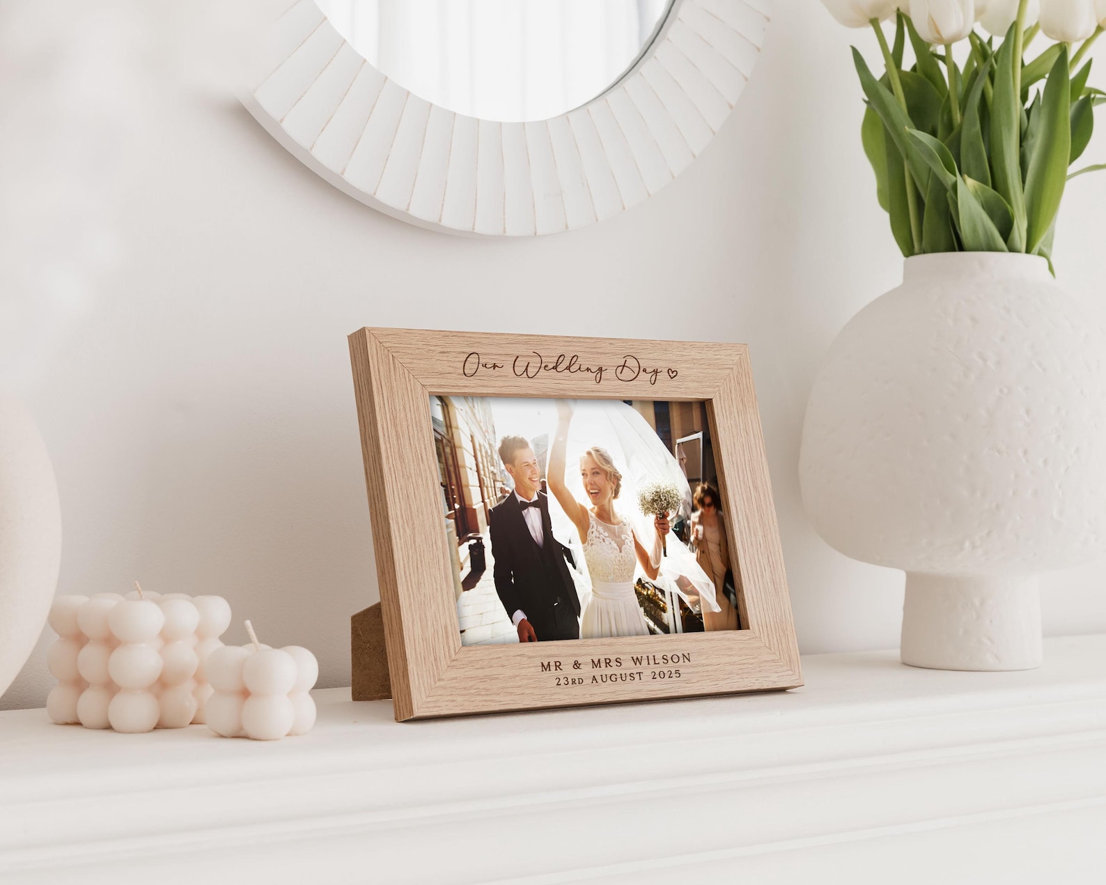 Wedding Gift | Mr & Mrs Wedding Photo Frame | Our Wedding Day Keepsake Frame | Personalised Wedding Gift | Newly Married Couple Gift - 7x5 Landscape, Mr & Mrs