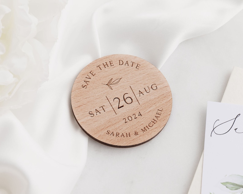 Save The Date Cards with Wooden Magnets Botanical Floral Save The Dates with Envelopes Modern Elegant Save The Dates image 7
