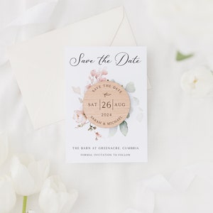 Save The Date Cards with Wooden Magnets Botanical Floral Save The Dates with Envelopes Modern Elegant Save The Dates image 4