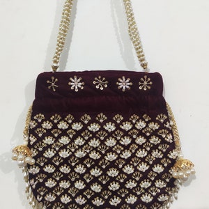 Hand Embroidery Zardosi work potli bag for Wedding and Gifts etc.