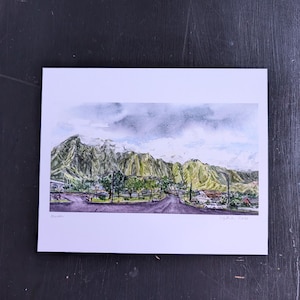 Ko&#39;olau Mountains Watercolor Art Print: Hawaii Landscape