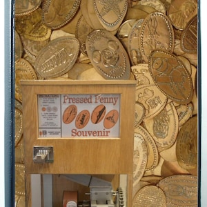 Pressed Penny Collector Book: Pile of Pressed Pennies with Pressed Penny Machine