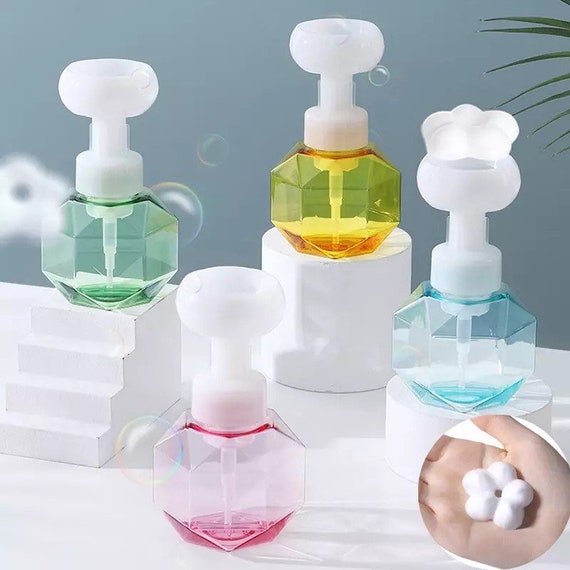 Japanese Flower Shape Foam Soap Dispenser Plastic Clear Bottle