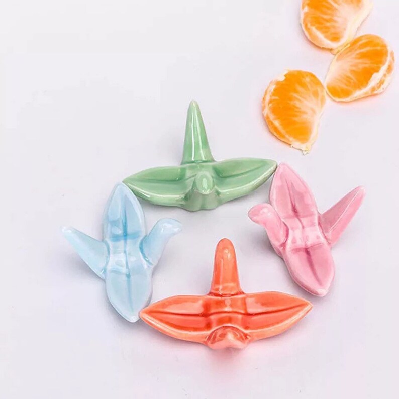 Paper Crane Chopstick Holder Origami Japanese Ceramic Etsy