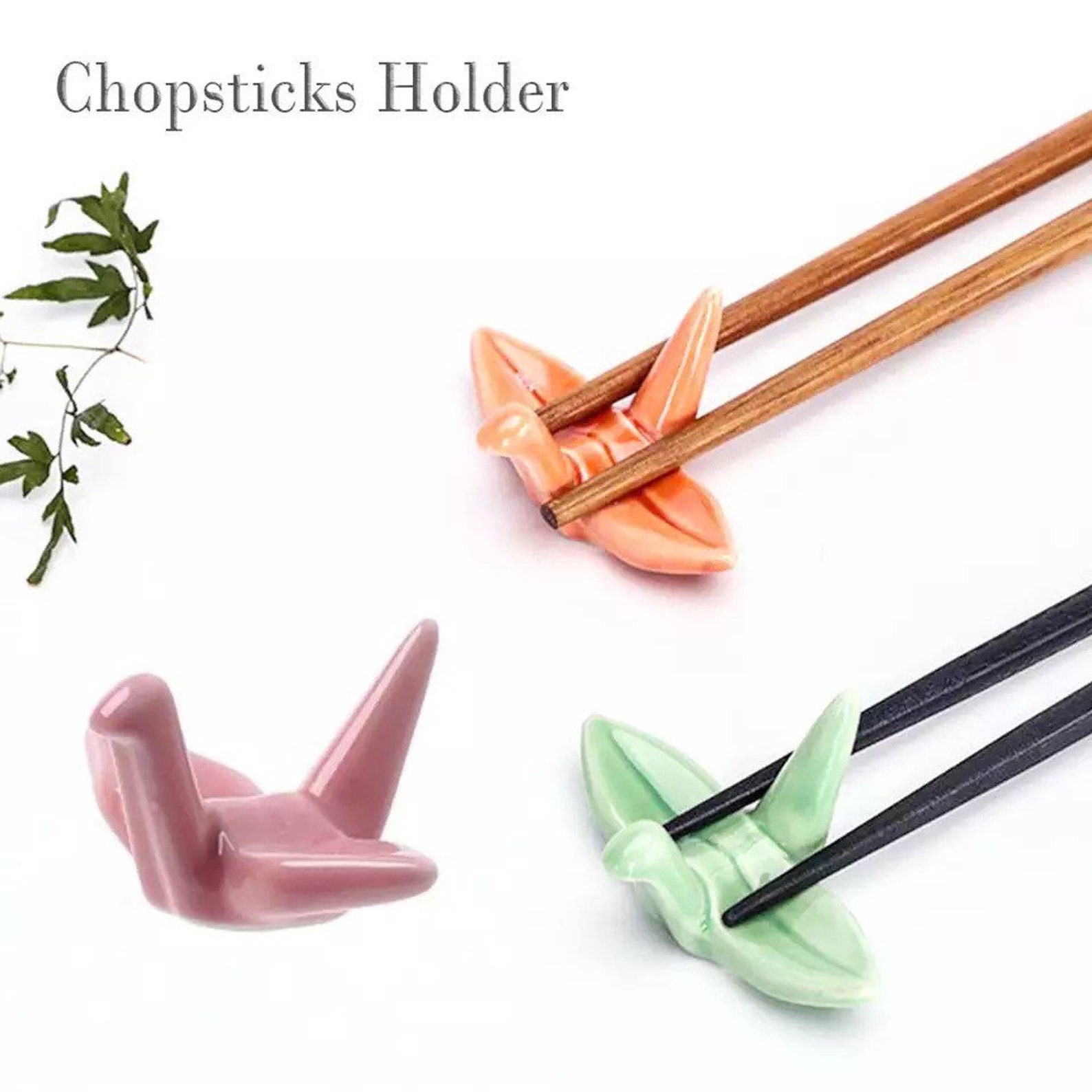 Paper Crane Chopstick Holder Origami Japanese Ceramic Chopsticks Stand
