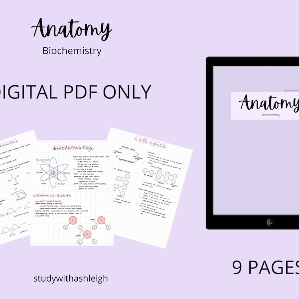 Anatomy Biochemistry Notes | Macromolecules | Cell Cycle | Cancer | Cell Membrane | Anatomy Study Guide Bundle