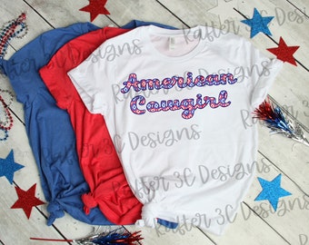 American Cowgirl Sublimation Design | Patriotic Western PNG |