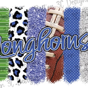 Blue and White Longhorns Brushstrokes Sublimation PNG | Blue and White Brushstrokes PNG | Digital Design | Sublimation Design | Mascot PNG |