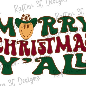 Westerse kerst PNG | Westerse PNG | Vrolijk kerstfeest allemaal PNG | Kerstsublimatie | Retro-kerst