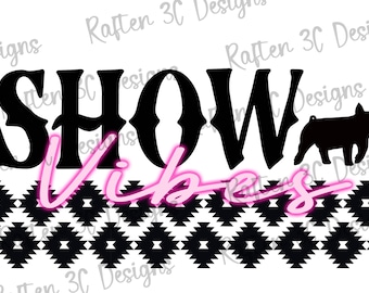 Anzeigen Pig Vibes Design | Lager zeigen Neon PNG | Show Schwein Azteken Sublimations Design