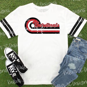 Retro Cardinals Mascot Digital Design | Red and Black Cardinals PNG | Cardinals Sublimation | Retro School Spirit Design | Cardinals Shirt