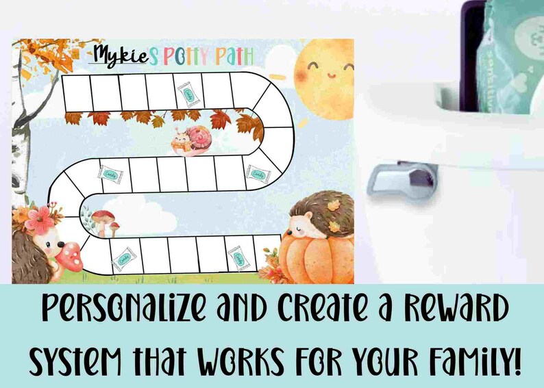Autumn/ Fall Pumpkin Hedgehog Potty Training Reward Chart, Personalized