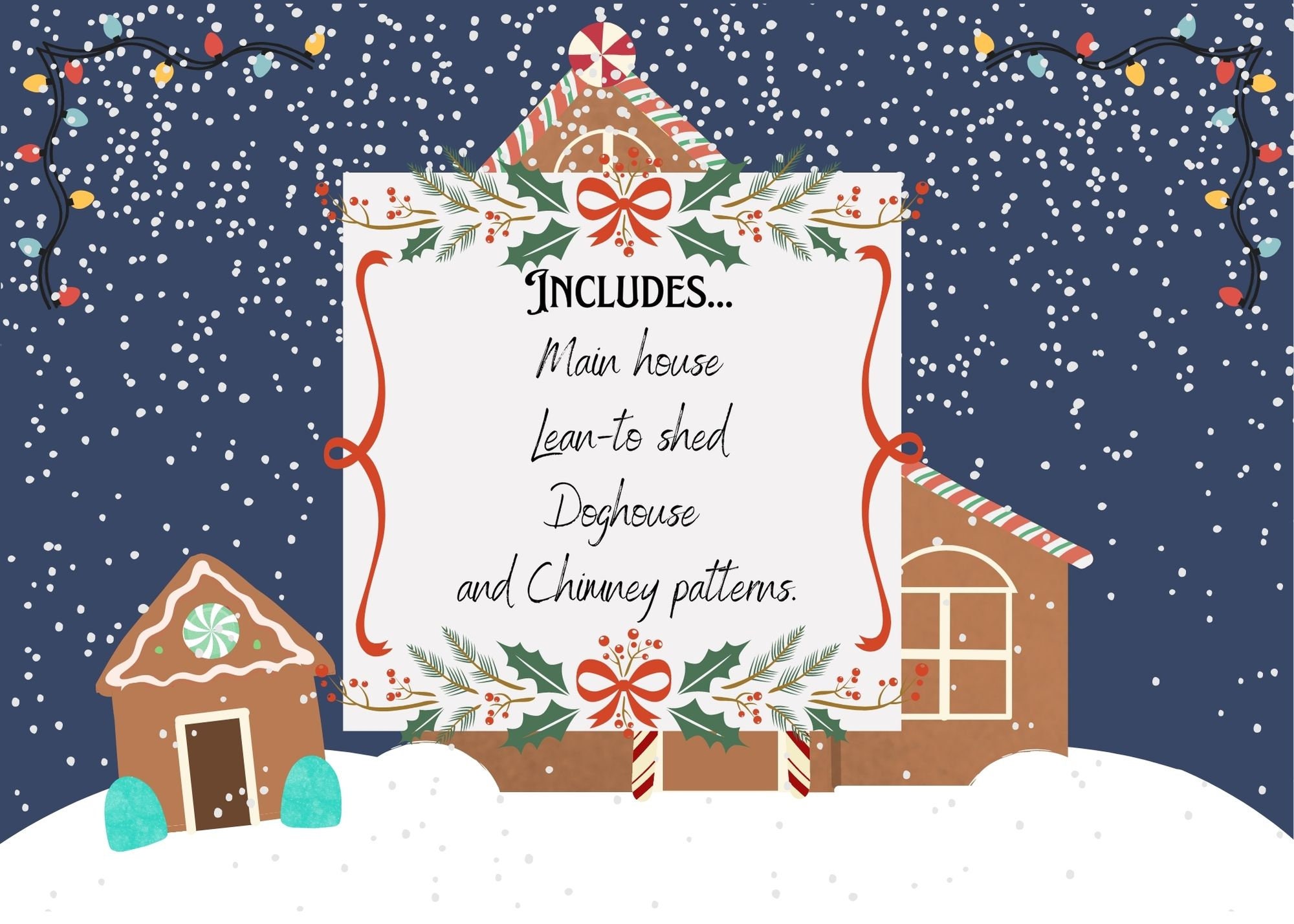 Printable Gingerbread House Pattern/ Template/ 3 Different Structures ...