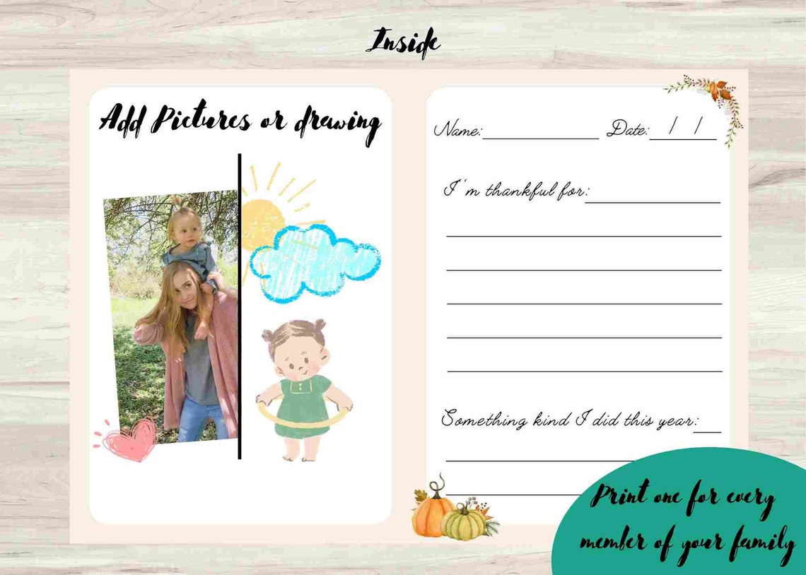 Printable Thankful Book/ Family Thanksgiving Activity/ Keepsake ...
