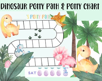 Dinosaur Potty Chart, Printable Potty Training Reward Chart, Personalized Potty Training Path, Watercolor Dino Toddler Potty Training Chart