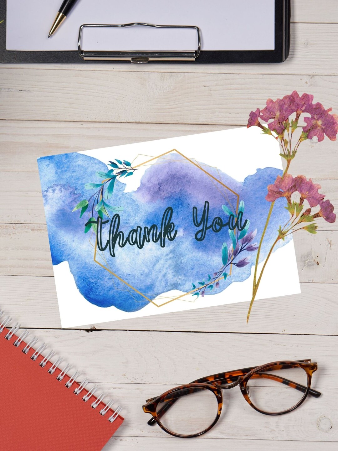 Printable Watercolor Thank You Card - Etsy