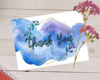 Printable Watercolor Thank You Card