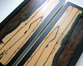 Wooden painting • Abstract wall art • White ebony wood & Ziricote • Original design • Wood and metal • Interior decoration