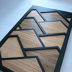 Holzmalerei • Innendekoration • Abstrakte Wandkunst • Holzkunst • Originaldesign • Holz und Metall • Landschaftsberge