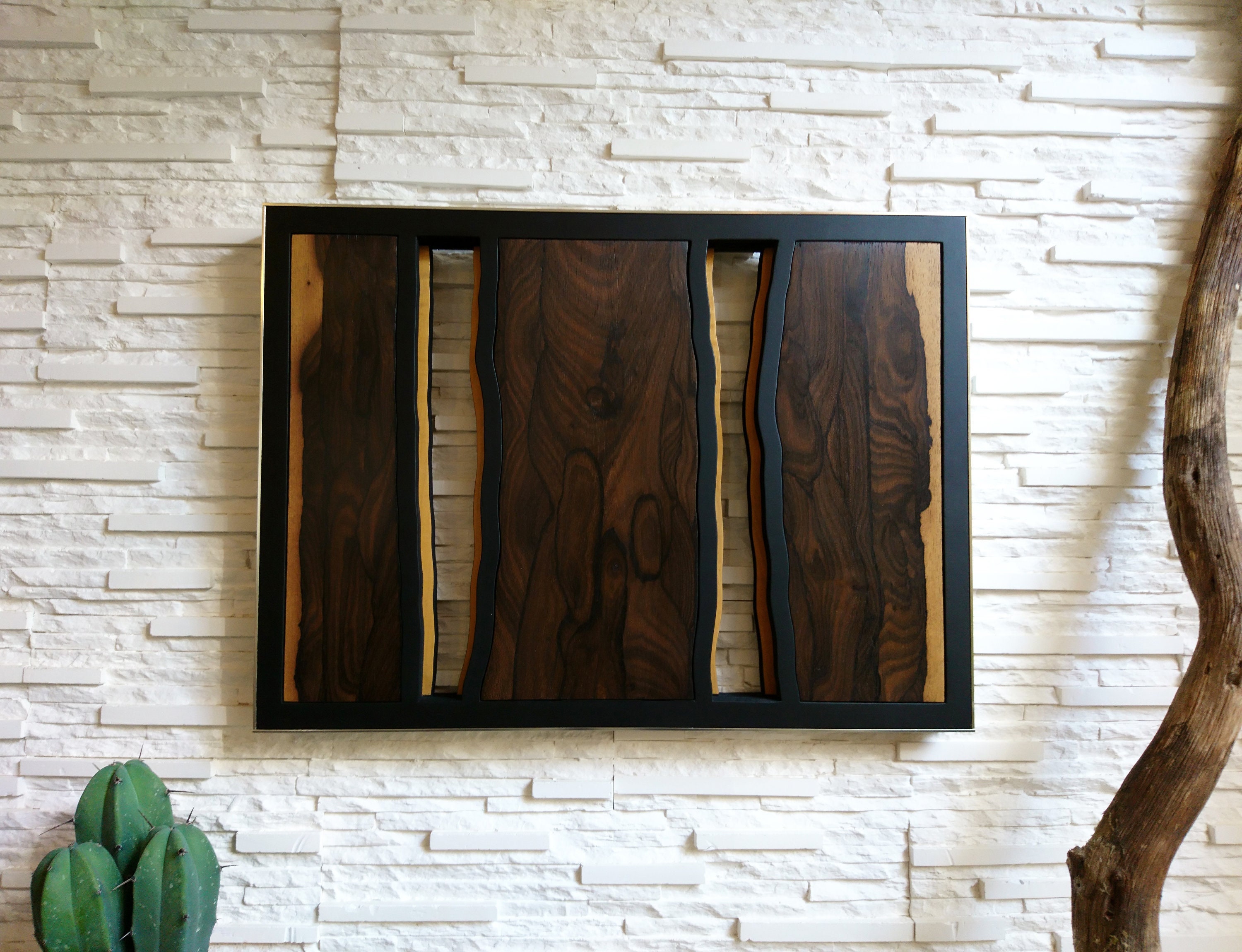 Abstrakte Holzwandkunst Ziricote Einzigartiges Dekor | Etsy