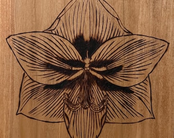 Handmade Flower Art - woodburning