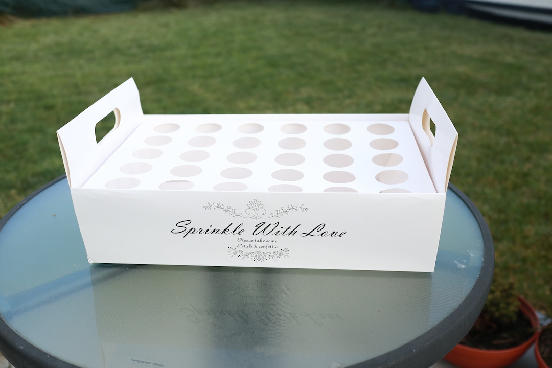 Cones Holder, White & Kraft Confetti Cone Stand Trays 30 Holes, Flower